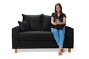Ver imagem 4 de Sofa Living com Bau Multiuso 2 Lugares Suede Pes em Madeira: Preto