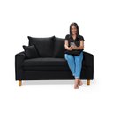 Ver imagem 4 de Sofa Living com Bau Multiuso 2 Lugares Suede Pes em Madeira: Preto