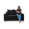 Sofa Living com Bau Multiuso 2 Lugares Suede Pes em Madeira: Preto - 4