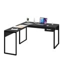 Ver imagem 2 de Mesa de Canto em L Escrivaninha com 1 Gaveta 135cm Industrial Preto