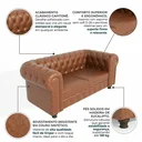 Ver imagem 3 de Sofá 2 Lugares Couro Sintético Chesterfield Jared Yescasa Marrom