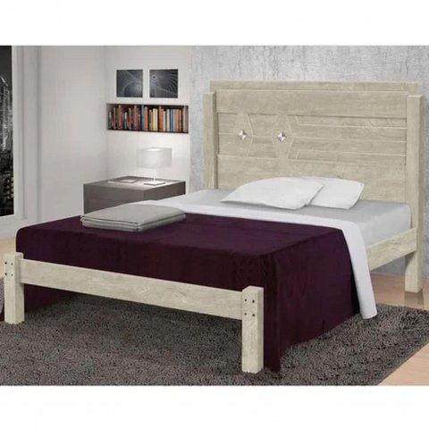 Cama Casal Extensível Livia 100% Mdf e Estrado 100% Madeira Carmolar Artico