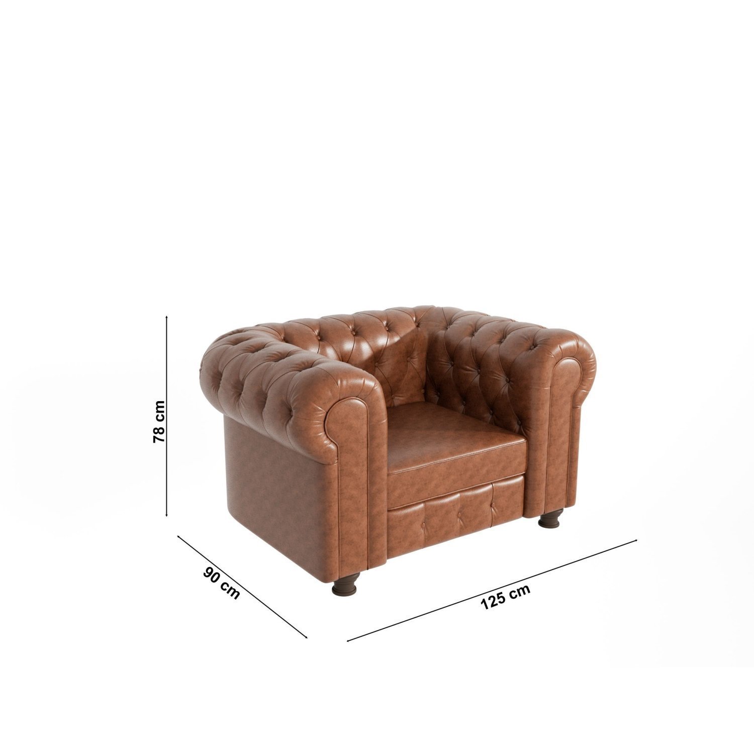 Poltrona Chesterfield Jared Couro Sintético Yescasa - 3