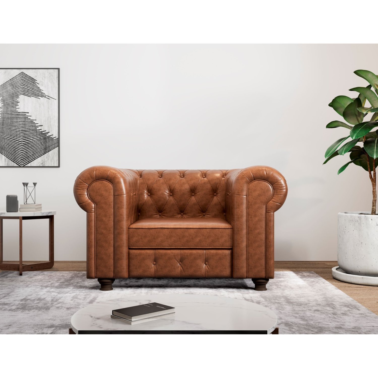 Poltrona Chesterfield Jared Couro Sintético Yescasa - 1