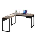Ver imagem 2 de Mesa de Canto em L Escrivaninha com 1 Gaveta 135cm Industrial Nogal Marrom