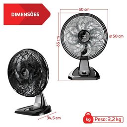 Ventilador de Mesa Parede Silencioso 50cm Flow Turbo 127v - 2
