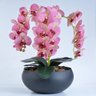 Arranjo de Orquídeas Artificiais Rosa em Vaso Preto Fosco - 1
