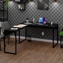 Ver imagem 1 de Mesa de Canto em L Escrivaninha 120cm Industrial Preto