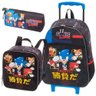 Kit Mochila Rodinha Lancheira Estojo Escolar Infantil Reforçada Tails Sonic Go Fast Pacific - 1