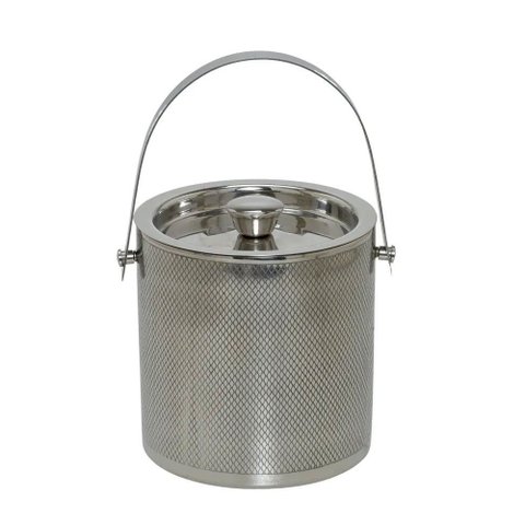 Balde de Gelo com Tampa em Aço Inox Prata 16cm 16693-pl