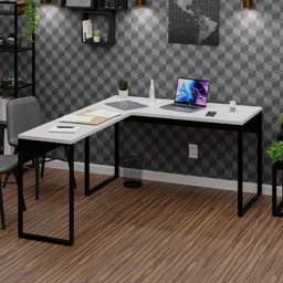 Mesa de Canto em L Escrivaninha Industrial 120x150cm - 1