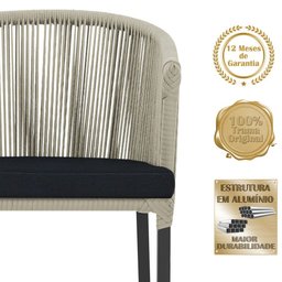 3 Cadeiras de Jantar Área Noronha em Alumínio com Pintura Preta Corda Náutica E12 Trama Original - 3 3 Cadeiras de Jantar Área Noronha em Alumínio com Pintura Preta Corda Náutica E12 Trama Original - 3