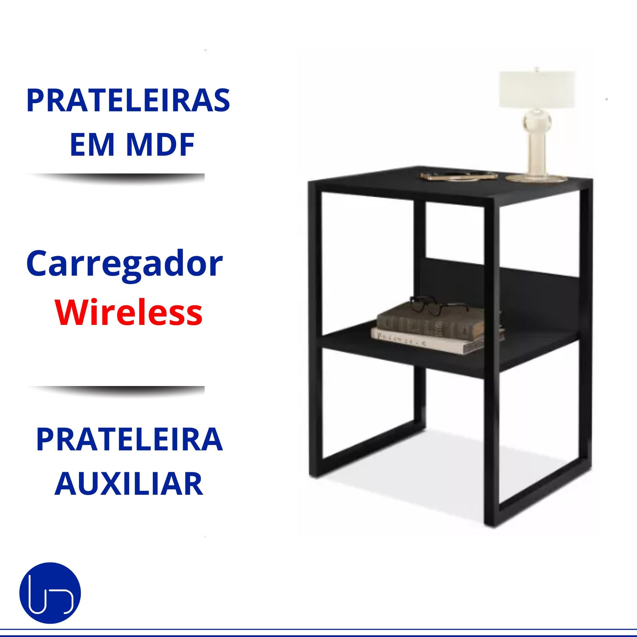 Mesa Cabeceira Industrial Carregador Wireless Embutido Design Moderno Tecnologia Sofisticado Decoraç - 3