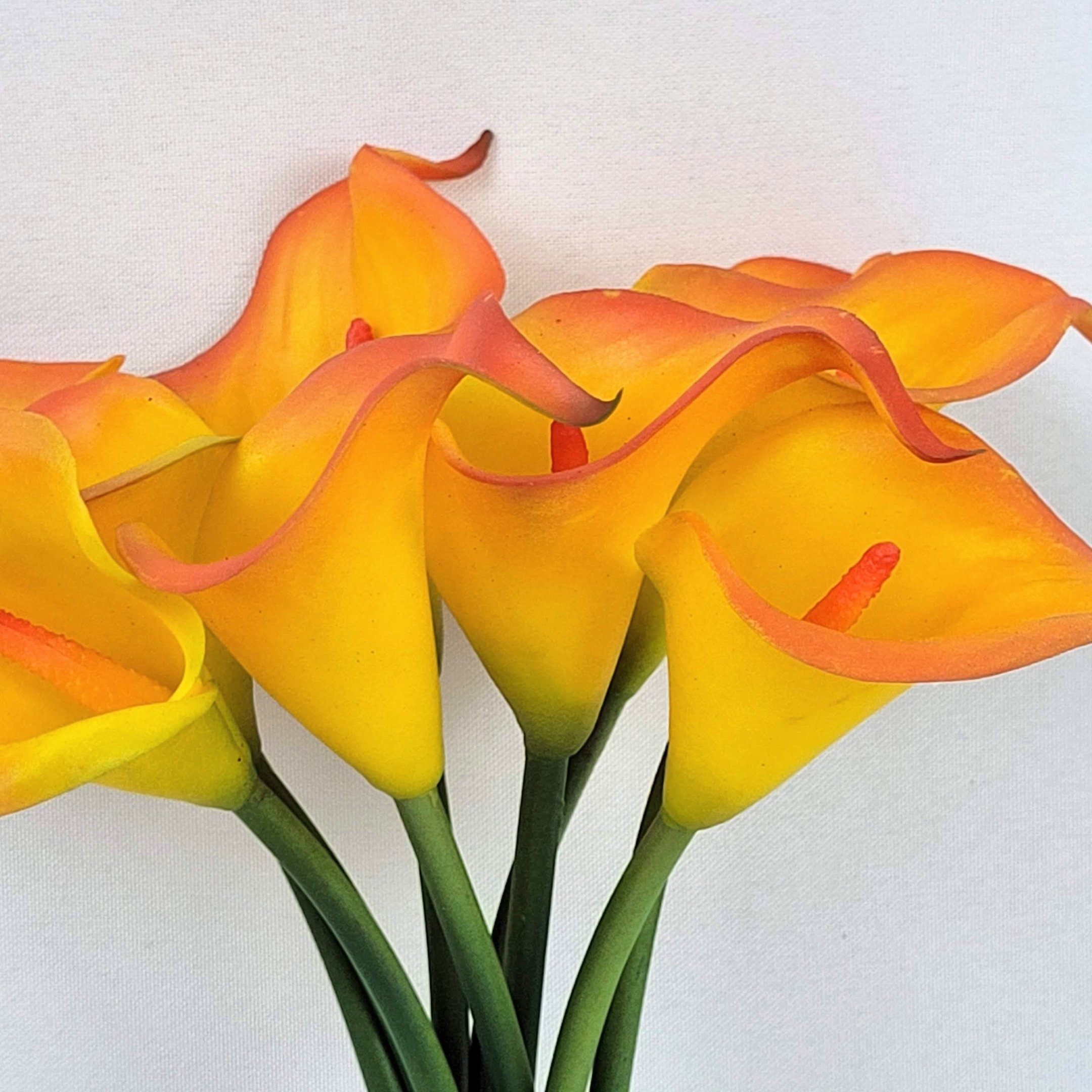 Calla Laranja Ramalhete 35cm 9 Flores Copo de Leite - 5