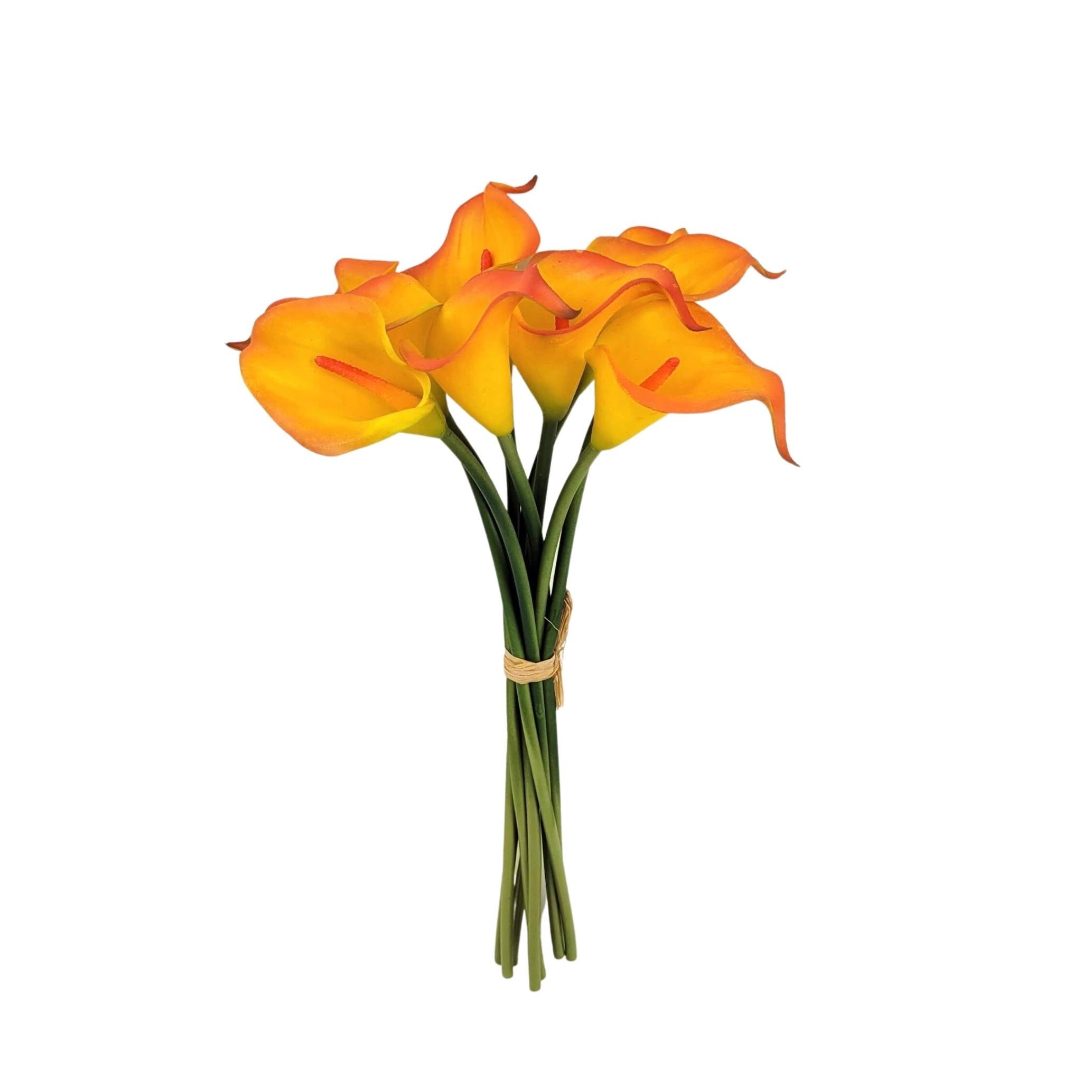 Calla Laranja Ramalhete 35cm 9 Flores Copo de Leite - 1