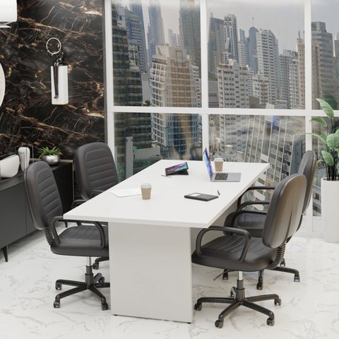 Mesa de Reunião para Escritório 200x100cm Branco