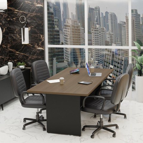 Mesa de Reunião para Escritório 200x100cm Marrom/Nogal