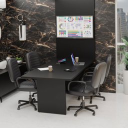 Mesa De Reunião Para Escritório Com Painel de TV 200x100cm - 1