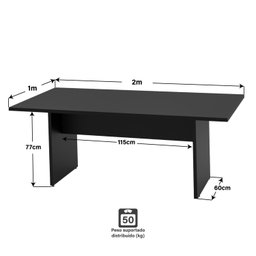 Mesa De Reunião Para Escritório Com Painel de TV 200x100cm - 4