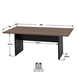 Mesa De Reunião Para Escritório Com Painel de TV 200x100cm - 4