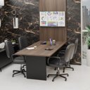 Ver imagem 1 de Mesa de Reunião para Escritório com Painel de TV 200x100cm Marrom/Nogal