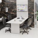 Ver imagem 1 de Mesa de Reunião para Escritório com Painel de TV 200x100cm Branco