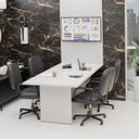 Ver imagem 1 de Mesa De Reunião Para Escritório Com Painel de TV 200x100cm