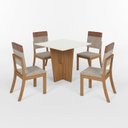 Ver imagem 2 de Conjunto Mesa Vértice 90cm com Vidro 04 Cadeiras Milla Plus Bege/Nature/Off White/Caramelo/Creme