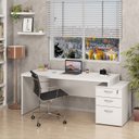 Ver imagem 1 de Mesa de Escritório Pedestal 3 Gavetas 190cm Branco