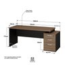 Mesa de Escritório Pedestal 3 Gavetas 190x70cm - 4