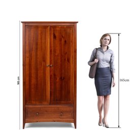 Guarda Roupa 2 Portas e 1 Gavetas 97cm em Madeira Maciça Imbuia Nest - 5