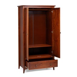 Guarda Roupa 2 Portas e 1 Gavetas 97cm em Madeira Maciça Imbuia Nest - 2