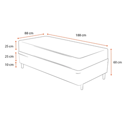 Cama Box Solteiro Preto + Colchão De Molas - Castor - Class Tecnopedic One Face 88x188x60cm - 4