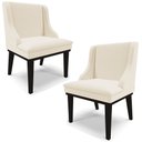 Ver imagem 1 de Kit 2 Cadeiras Decorativas Sala de Jantar Base Fixa de Madeira Firenze Linho Areia/Preto G19 - Gran