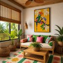 Ver imagem 1 de Quadro Canvas Papagaios Tropicais 40X30cm Mold Branca