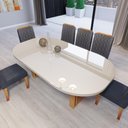 Ver imagem 5 de Sala de Jantar Karen 6 Lugares Tampo em MDF com Vidro Off-White Cadeiras Cinza 196cm Bom Pastor
