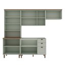 Ver imagem 4 de Cozinha Completa Modulada com Cristaleira 100% MDF Iluminata Verde/Mint/Ébano Fosco