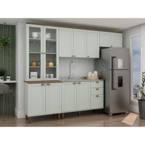 Cozinha Completa com Cristaleira 100% MDF Iluminata