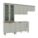 Ver imagem 2 de Cozinha Completa Modulada com Cristaleira 100% MDF Iluminata Verde/Mint/Ébano Fosco