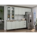 Ver imagem 1 de Cozinha Completa Modulada com Cristaleira 100% MDF Iluminata Verde/Mint/Ébano Fosco