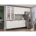 Ver imagem 1 de Cozinha Completa Modulada com Cristaleira 100% MDF Iluminata Branco/Ébano
