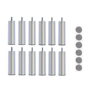 Kit 12 Pés de Cama Box ou Baú Queen King Tubo Cromado 13cm C/ Feltro Protetor Adesivo