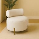 Ver imagem 1 de Poltrona Sala Ilha Orgânica Éden Pé Aço Lateral Dourado Bouclê Bege E03 - D’Rossi