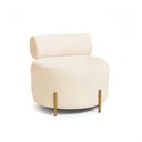 Ver imagem 2 de Poltrona Sala Ilha Orgânica Éden Pé Aço Lateral Dourado Bouclê Bege E03 - D’Rossi