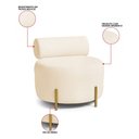 Ver imagem 3 de Poltrona Sala Ilha Orgânica Éden Pé Aço Lateral Dourado Bouclê Bege E03 - D’Rossi