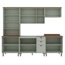 Ver imagem 2 de Cozinha Completa Modulada com Cristaleira e Balcão para Cooktop 100% MDF Iluminata Verde/Mint/Ébano