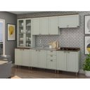 Ver imagem 1 de Cozinha Completa Modulada com Cristaleira e Balcão para Cooktop 100% MDF Iluminata Verde/Mint/Ébano