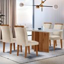 Ver imagem 1 de Sala de Jantar Mesa 120cm Mdf Vidro Canto Copo 4 Cadeiras