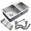 Ver imagem 1 de Cuba Goumert Dupla Cozinha Luxo Escorredor Alimentos Louças Lava Escorre Limpa Pia Torneira Area Ext