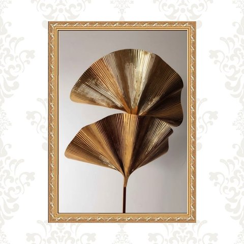 Quadro Moldura Dourada Flores Bronze 33x24cm:com Acetato